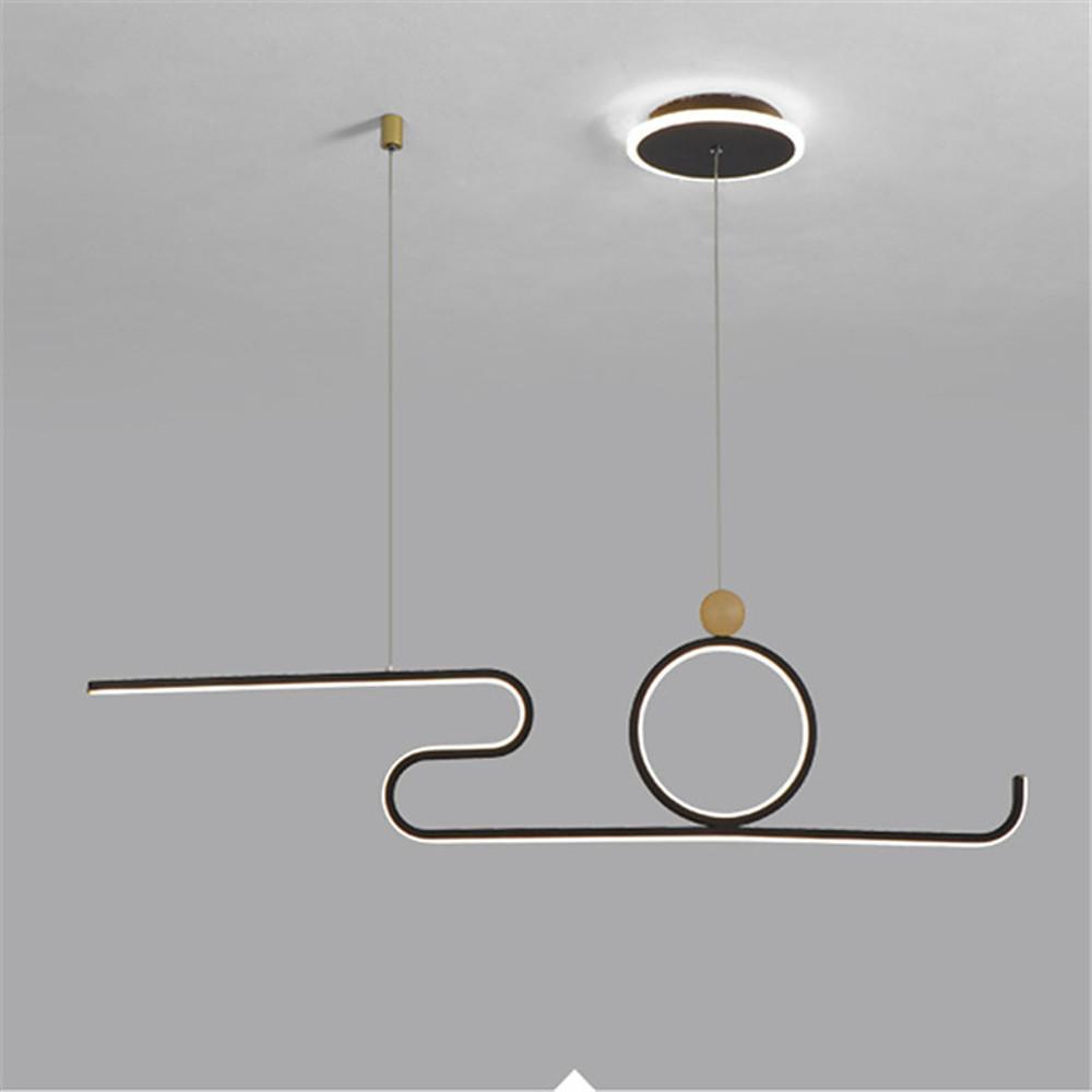 Modern Curved Linear LED Pendant Light Circle Hanging Lamp for Kitchen Island Dining Room Black Gold