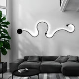 Modern Curved Linear LED Wall Sconce Black Metal Long Strip Decorative Wall Lamp