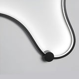 Modern Curved Linear LED Wall Sconce Black Metal Long Strip Decorative Wall Lamp