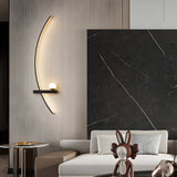 Modern Curved Strip LED Wall Sconce 3 Step Color Dimming Black Indoor Lighting Fixture