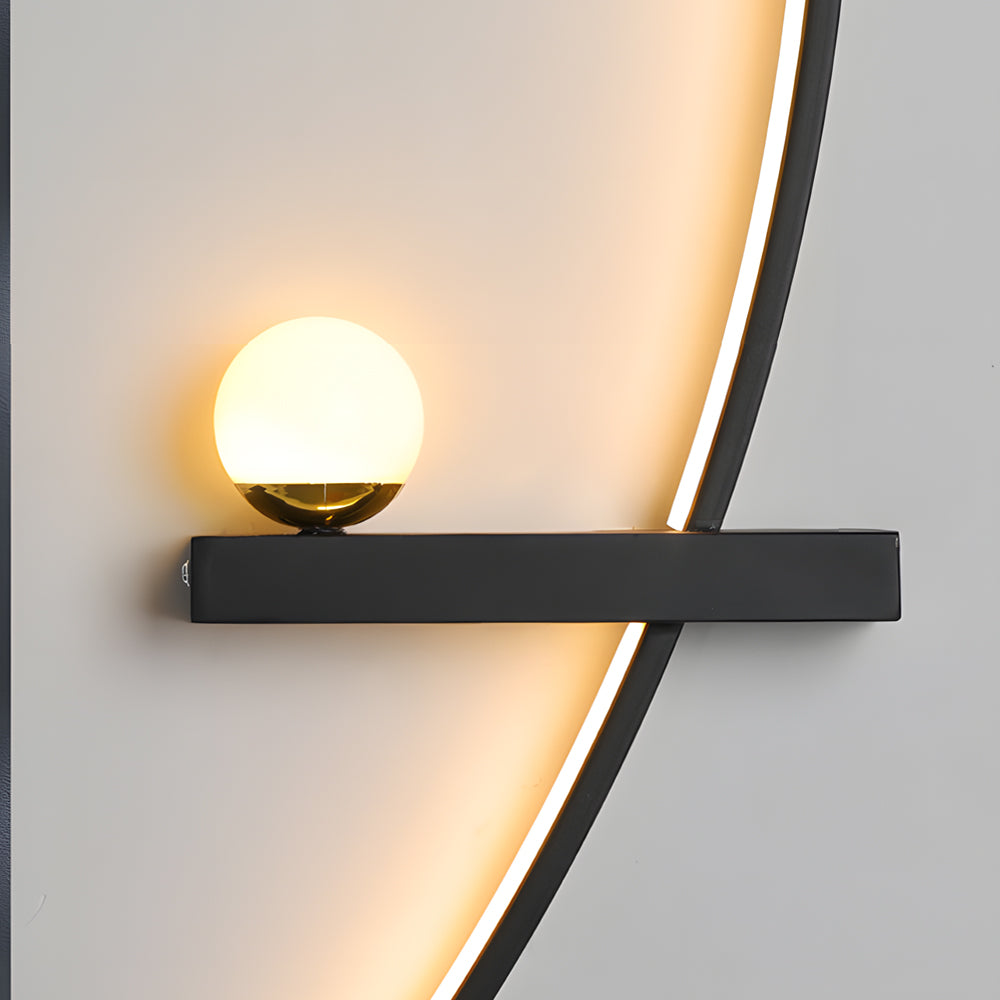 Modern Curved Strip LED Wall Sconce 3 Step Color Dimming Black Indoor Lighting Fixture