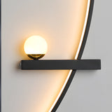 Modern Curved Strip LED Wall Sconce 3 Step Color Dimming Black Indoor Lighting Fixture