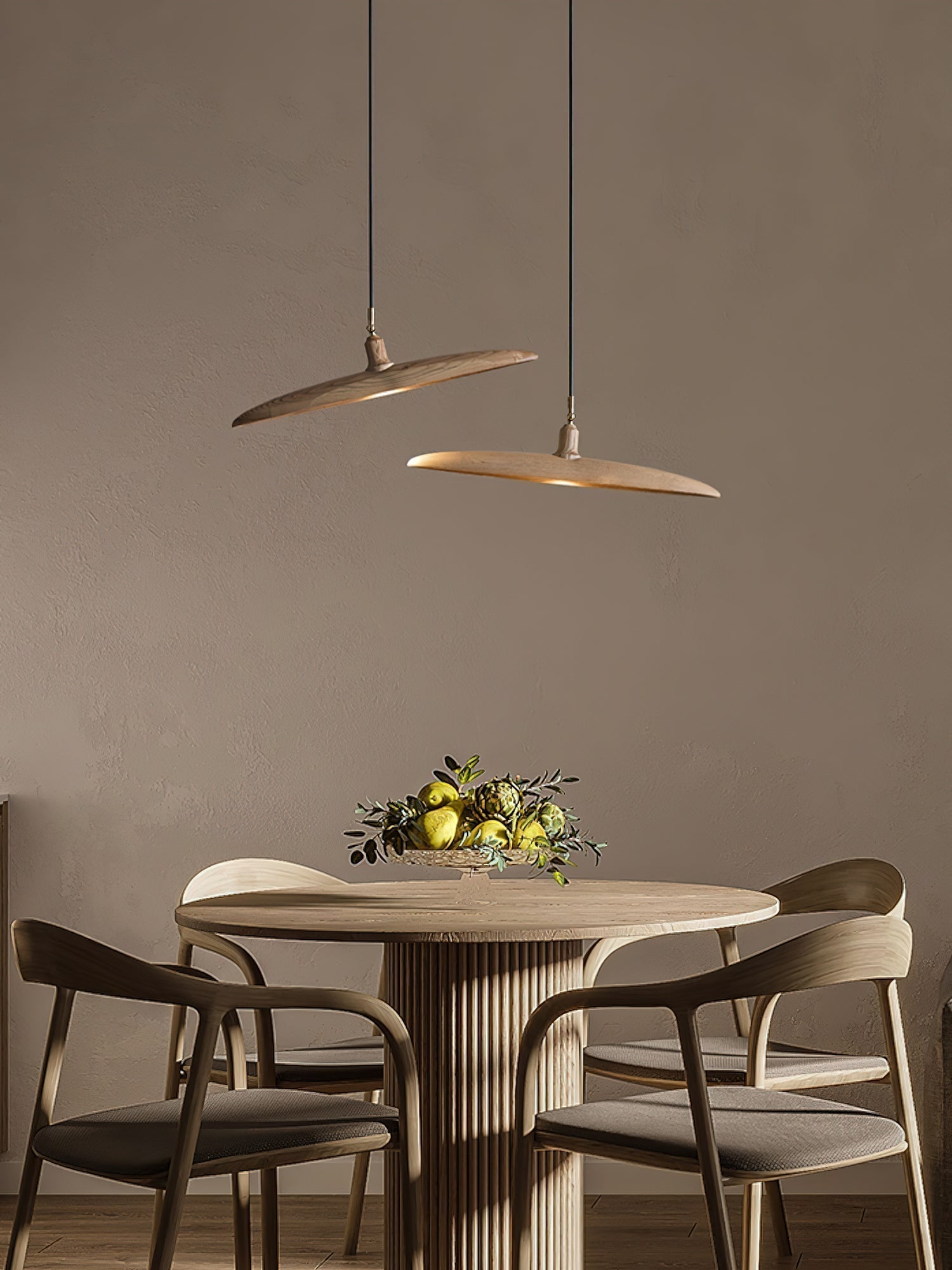 Modern Curved Wooden Paddle Boat LED Chandelier Minimalist Pendant Light Fixture