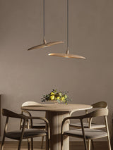 Modern Curved Wooden Paddle Boat LED Chandelier Minimalist Pendant Light Fixture