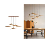Modern Curved Wooden Paddle Boat LED Chandelier Minimalist Pendant Light Fixture