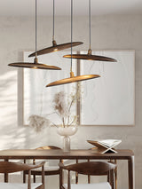 Modern Curved Wooden Paddle Boat LED Chandelier Minimalist Pendant Light Fixture