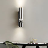 Modern Cylinder Adjustable Iron Wall Sconce for Bedroom and Living Room in Gray and Red Copper