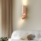 Modern Cylinder Adjustable Iron Wall Sconce for Bedroom and Living Room in Gray and Red Copper