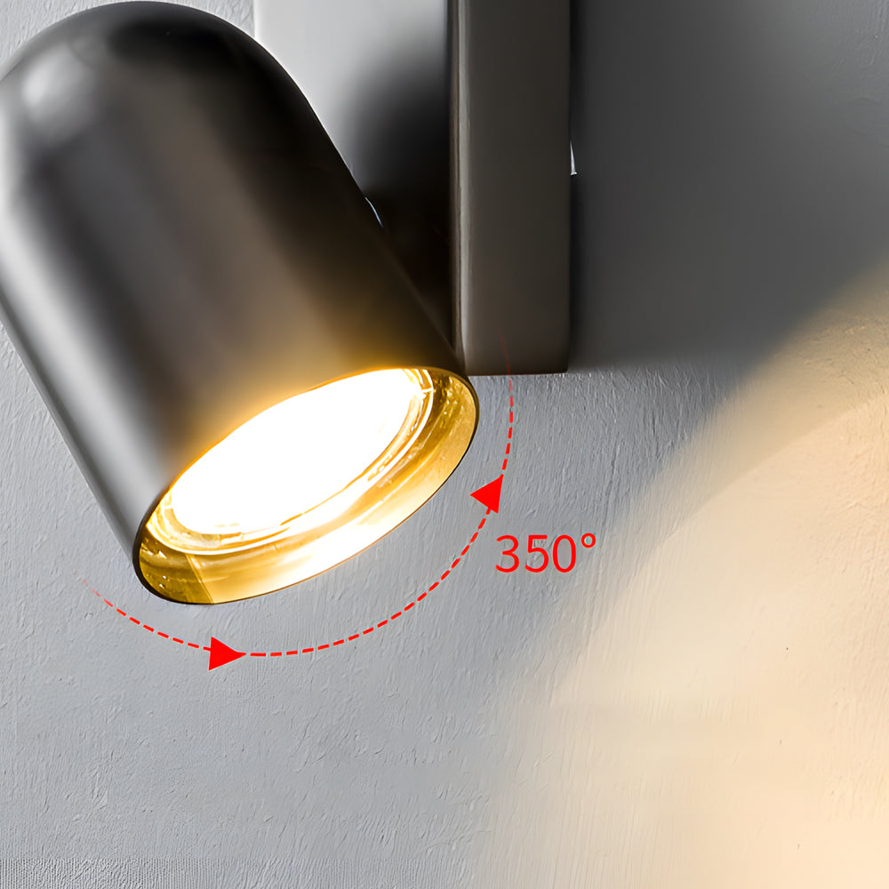 Modern Cylinder Adjustable Iron Wall Sconce for Bedroom and Living Room in Gray and Red Copper