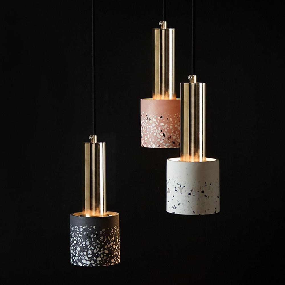 Modern Cylinder Concrete Pendant Light Nordic Industrial Cement Hanging Lamp for Kitchen Island