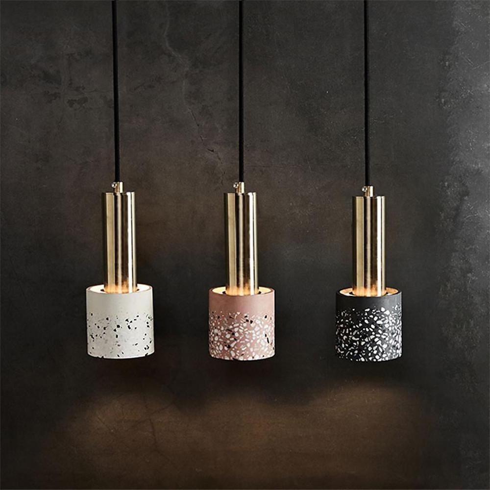 Modern Cylinder Concrete Pendant Light Nordic Industrial Cement Hanging Lamp for Kitchen Island