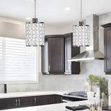 Modern Cylinder Crystal Pendant Lights Set of 2 Nordic Style Hanging Lamps for Dining Room