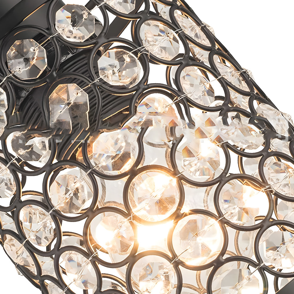 Modern Cylinder Crystal Pendant Lights Set of 2 Nordic Style Hanging Lamps for Dining Room