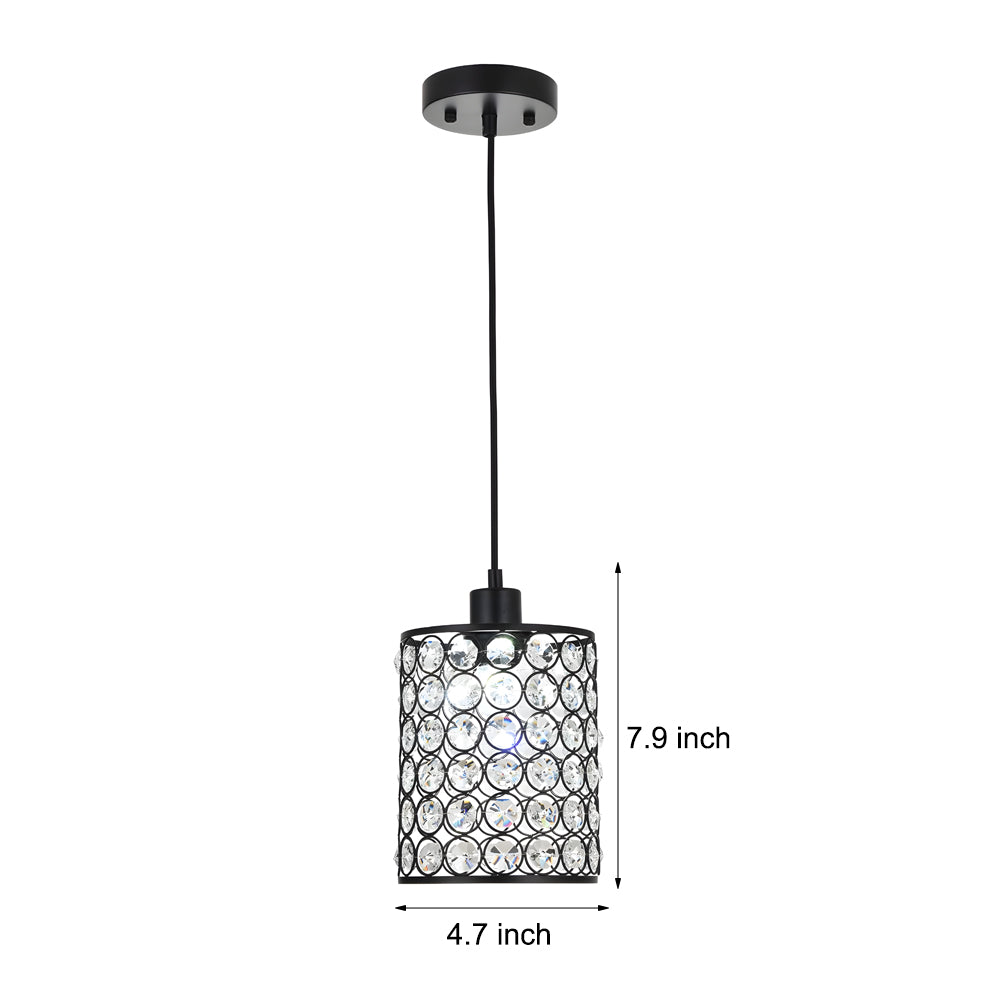 Modern Cylinder Crystal Pendant Lights Set of 2 Nordic Style Hanging Lamps for Dining Room