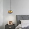 Modern Cylinder Glass Pendant Light with Copper Ring and 3 Step Dimming for Bedroom Dining Room