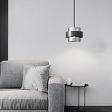 Modern Cylinder Glass Pendant Light with Copper Ring and 3 Step Dimming for Bedroom Dining Room