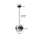Modern Cylinder Glass Pendant Light with Copper Ring and 3 Step Dimming for Bedroom Dining Room