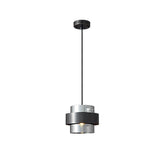 Modern Cylinder Glass Pendant Light with Copper Ring and 3 Step Dimming for Bedroom Dining Room