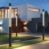 Modern Cylinder LED Outdoor Post Light Black IP54 Waterproof Garden Path Lighting Pole Lamp
