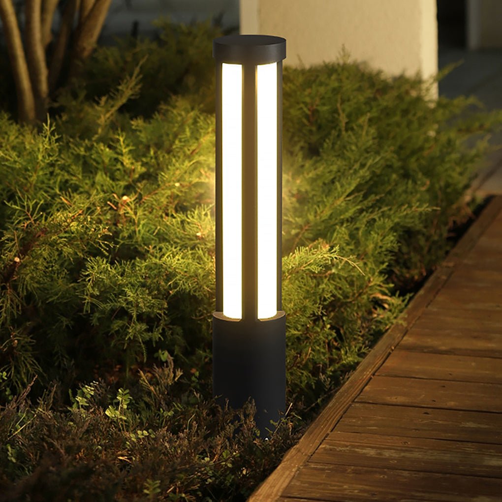 Modern Cylinder LED Outdoor Post Light Black IP54 Waterproof Garden Path Lighting Pole Lamp