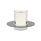 Modern Cylinder Rechargeable LED Candle Table Lamp with Dish Base and Touch Dimmer