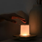 Modern Cylinder Rechargeable LED Candle Table Lamp with Dish Base and Touch Dimmer