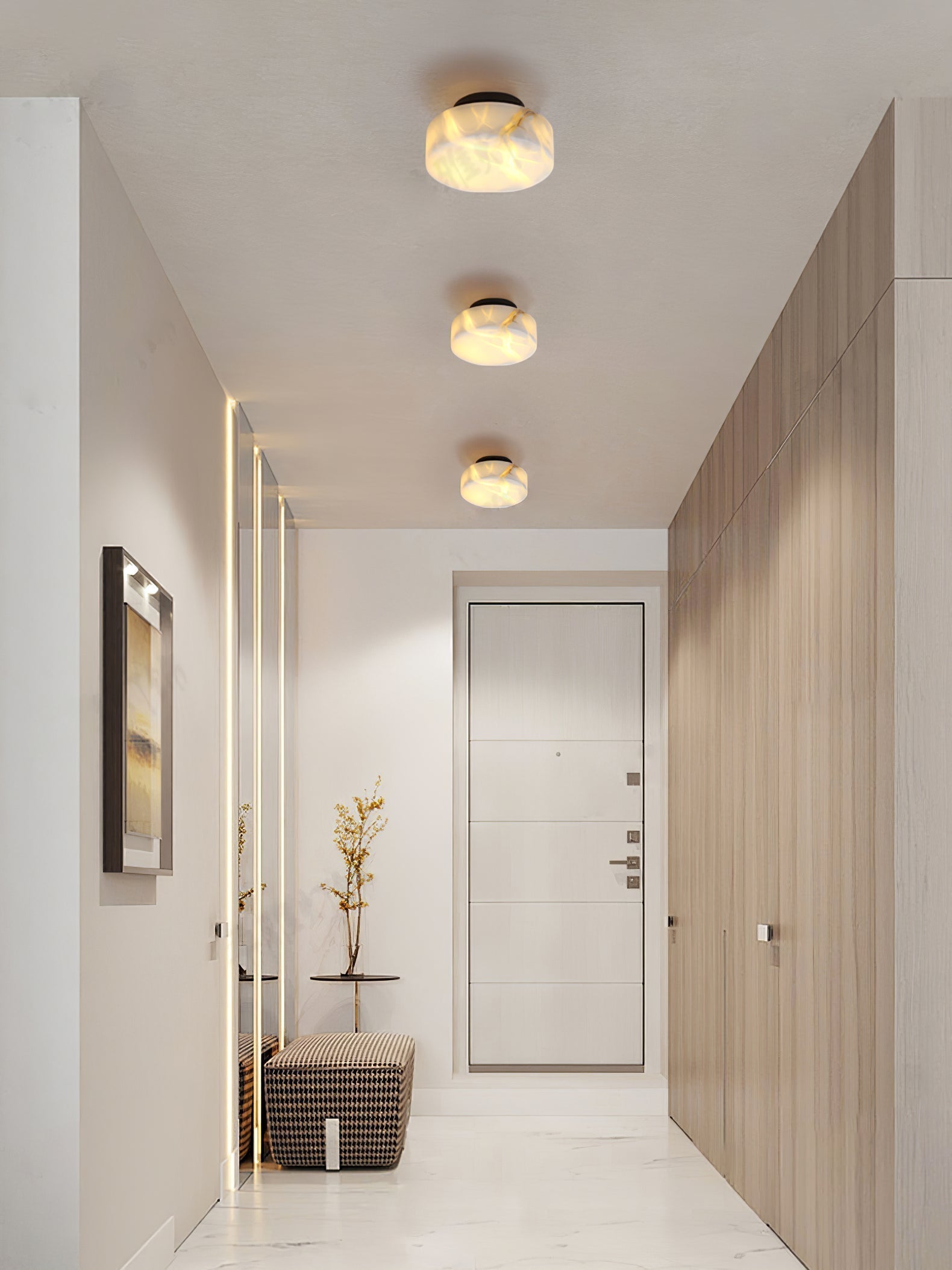 Modern Cylindrical Alabaster Wall Sconce LED Stone Wall Light Fixture for Indoor Decor