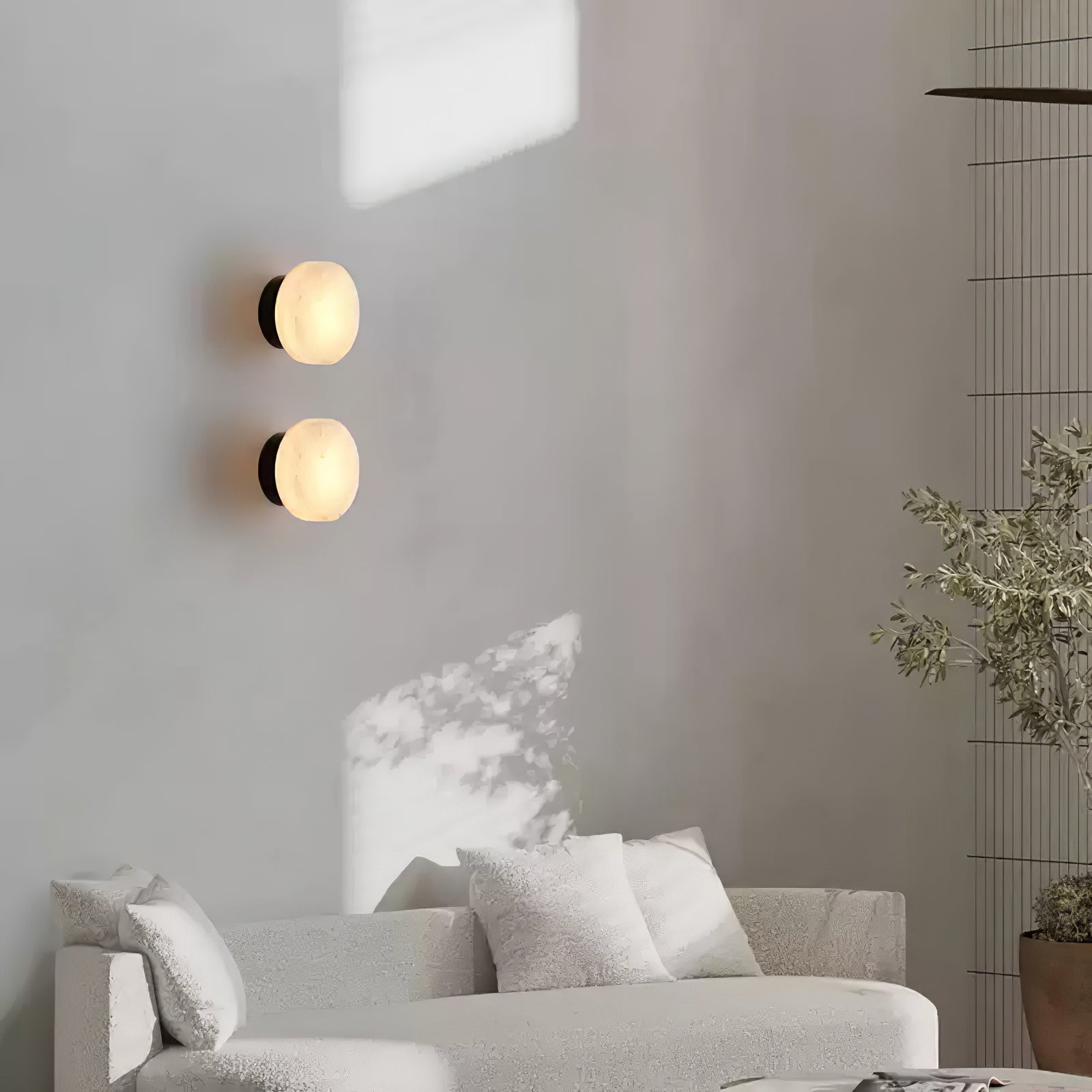 Modern Cylindrical Alabaster Wall Sconce LED Stone Wall Light Fixture for Indoor Decor