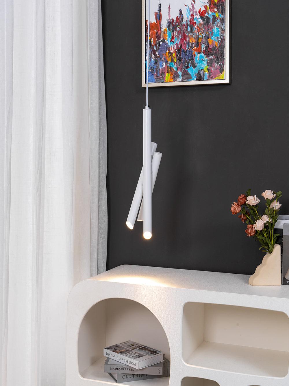 Modern Cylindrical Aluminum LED Pendant Light Minimalist Two Tube Geometric Chandelier