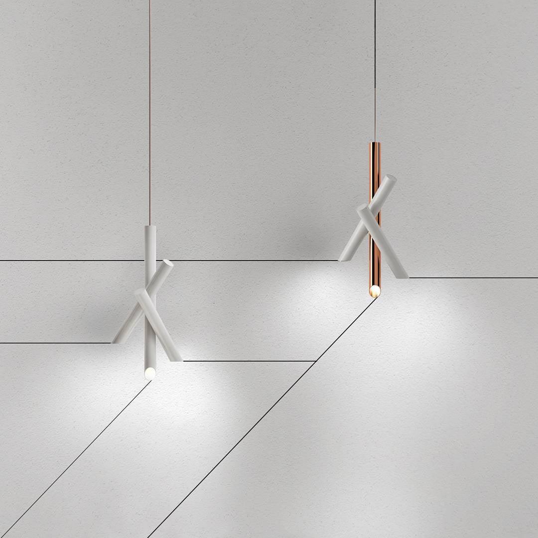 Modern Cylindrical Aluminum LED Pendant Light Minimalist Two Tube Geometric Chandelier
