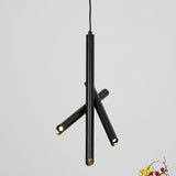 Modern Cylindrical Aluminum LED Pendant Light Minimalist Two Tube Geometric Chandelier