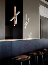 Modern Cylindrical Aluminum LED Pendant Light Minimalist Two Tube Geometric Chandelier