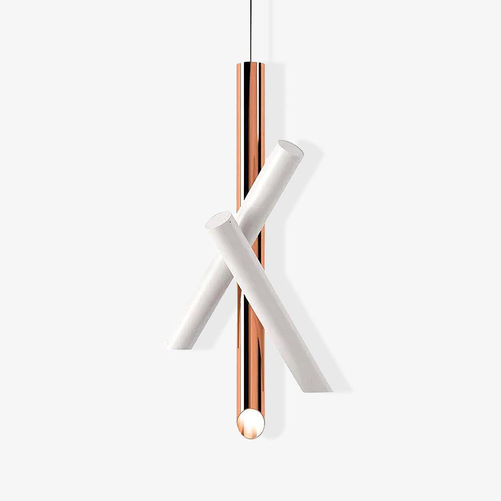 Modern Cylindrical Aluminum LED Pendant Light Minimalist Two Tube Geometric Chandelier