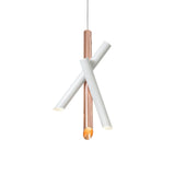 Modern Cylindrical Aluminum LED Pendant Light Minimalist Two Tube Geometric Chandelier