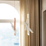 Modern Cylindrical Aluminum LED Pendant Light Minimalist Two Tube Geometric Chandelier