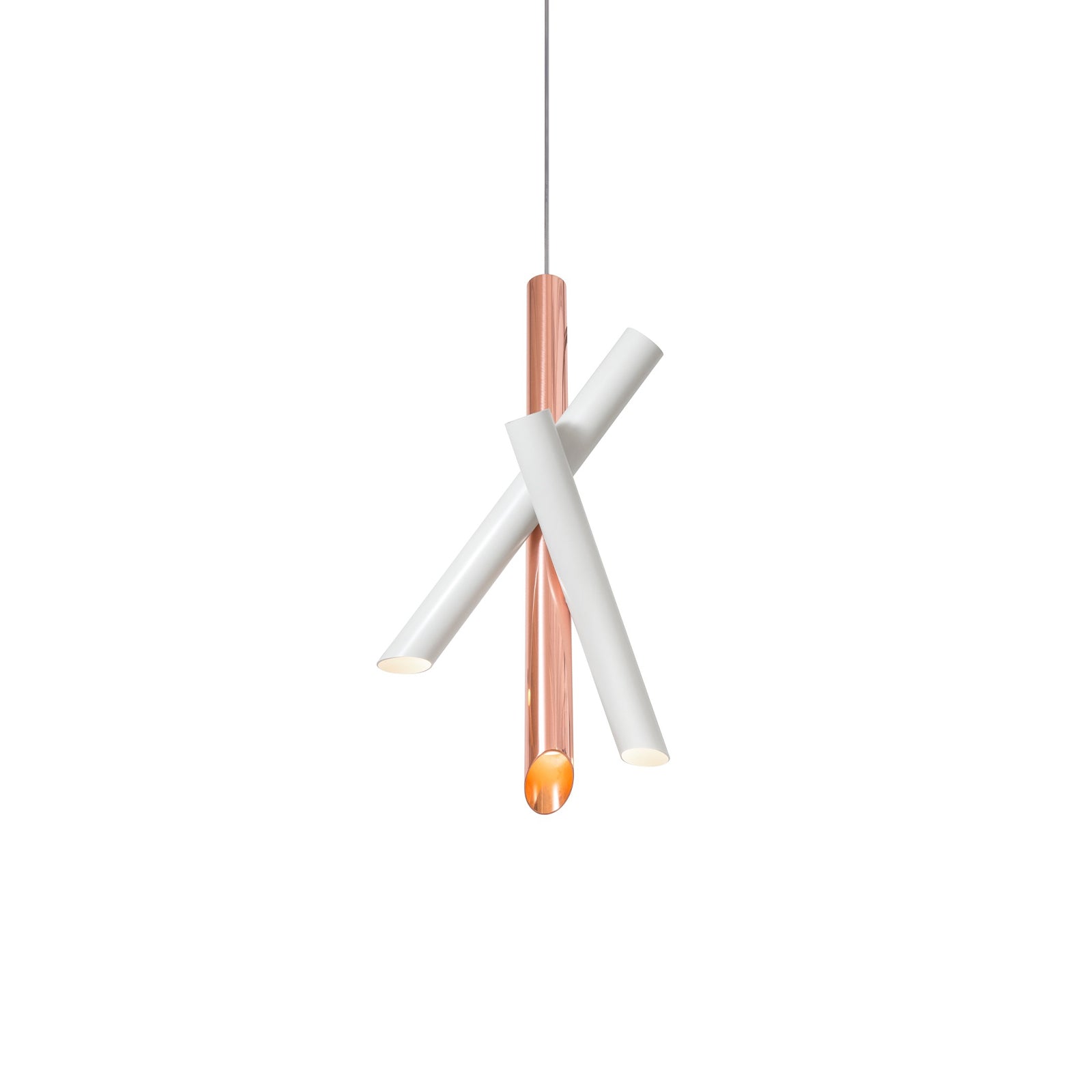 Modern Cylindrical Aluminum LED Pendant Light Minimalist Two Tube Geometric Chandelier