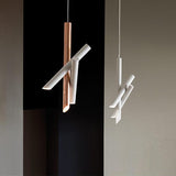 Modern Cylindrical Aluminum LED Pendant Light Minimalist Two Tube Geometric Chandelier