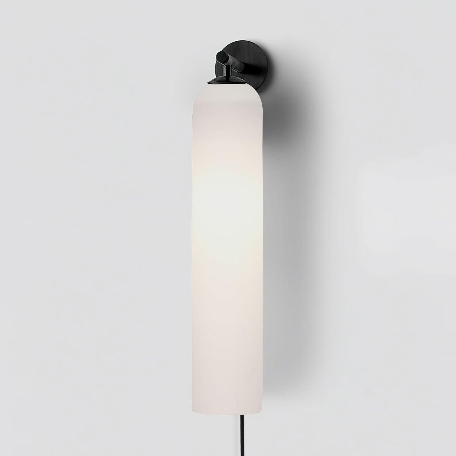 Modern Cylindrical Art Glass Plug In Wall Sconce Lighting with Metal Hardware for Bedroom and Living Room
