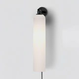 Modern Cylindrical Art Glass Plug In Wall Sconce Lighting with Metal Hardware for Bedroom and Living Room