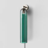 Modern Cylindrical Art Glass Plug In Wall Sconce Lighting with Metal Hardware for Bedroom and Living Room