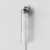 Modern Cylindrical Art Glass Plug In Wall Sconce Lighting with Metal Hardware for Bedroom and Living Room