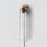 Modern Cylindrical Art Glass Plug In Wall Sconce Lighting with Metal Hardware for Bedroom and Living Room