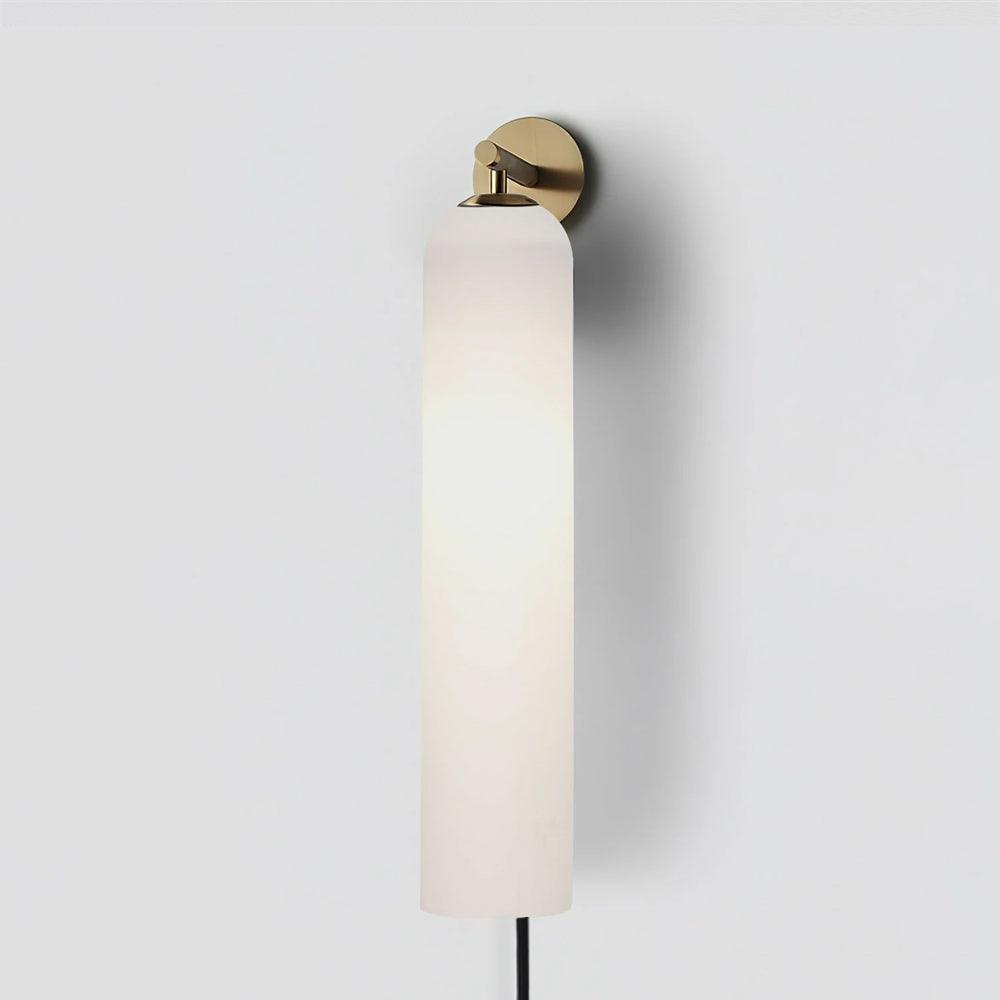 Modern Cylindrical Art Glass Plug In Wall Sconce Lighting with Metal Hardware for Bedroom and Living Room