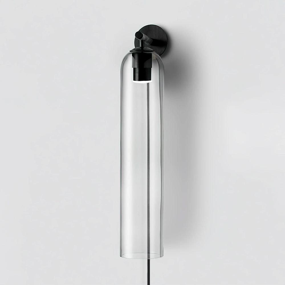Modern Cylindrical Art Glass Plug In Wall Sconce Lighting with Metal Hardware for Bedroom and Living Room