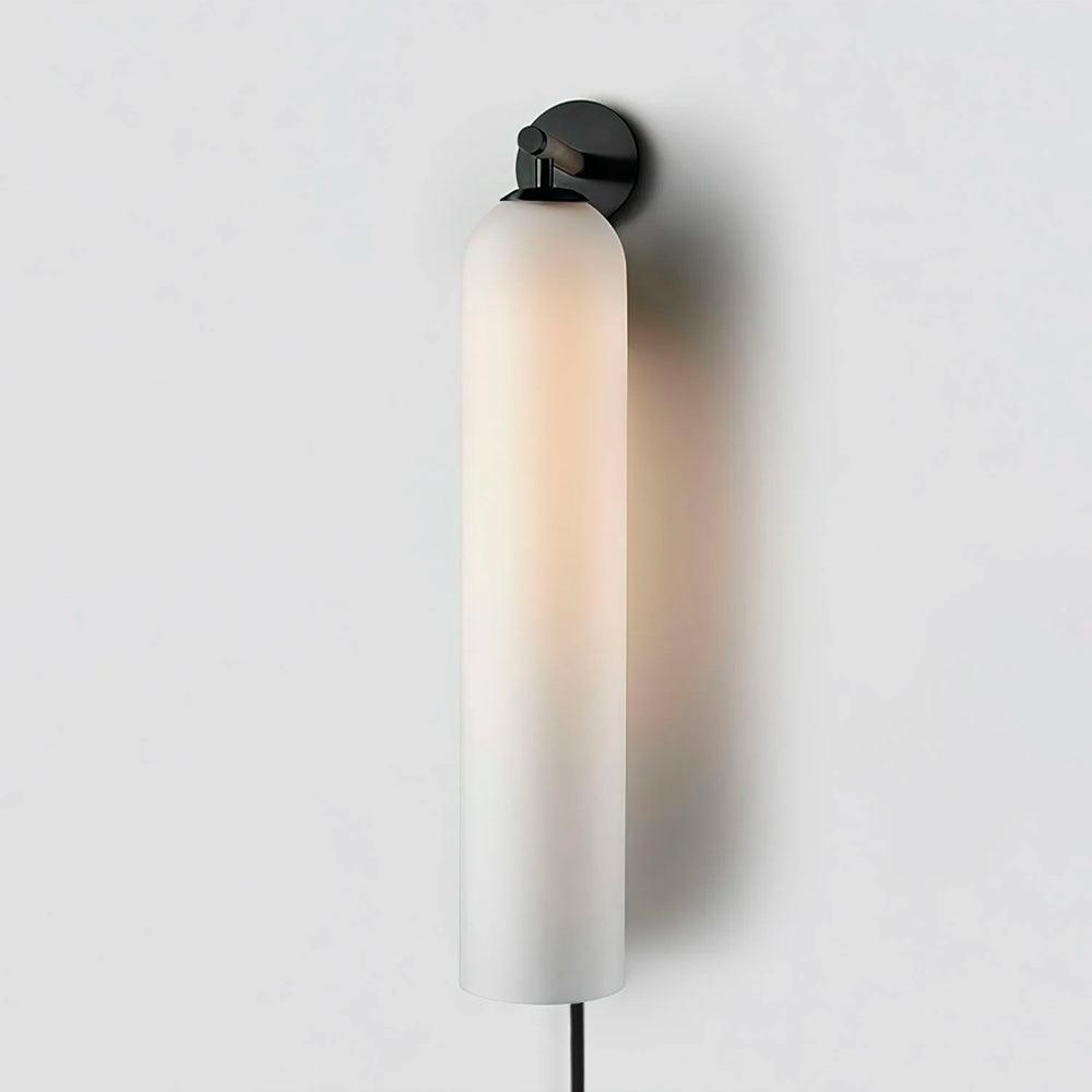 Modern Cylindrical Art Glass Plug In Wall Sconce Lighting with Metal Hardware for Bedroom and Living Room