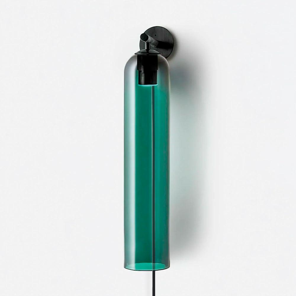 Modern Cylindrical Art Glass Plug In Wall Sconce Lighting with Metal Hardware for Bedroom and Living Room