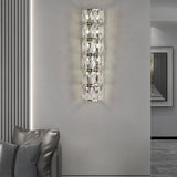 Modern Cylindrical Crystal LED Wall Sconce with 3 Color Dimming Modes for Living Room and Bedroom