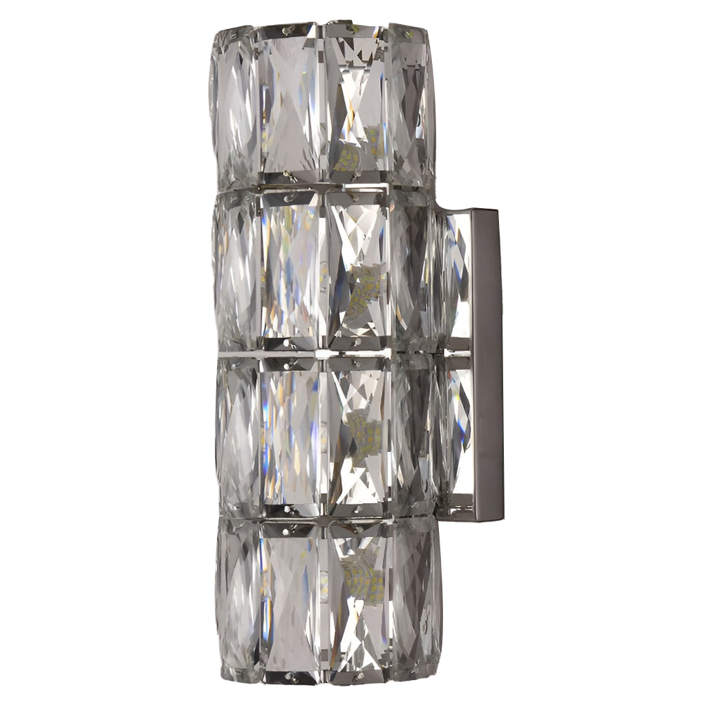 Modern Cylindrical Crystal LED Wall Sconce with 3 Color Dimming Modes for Living Room and Bedroom