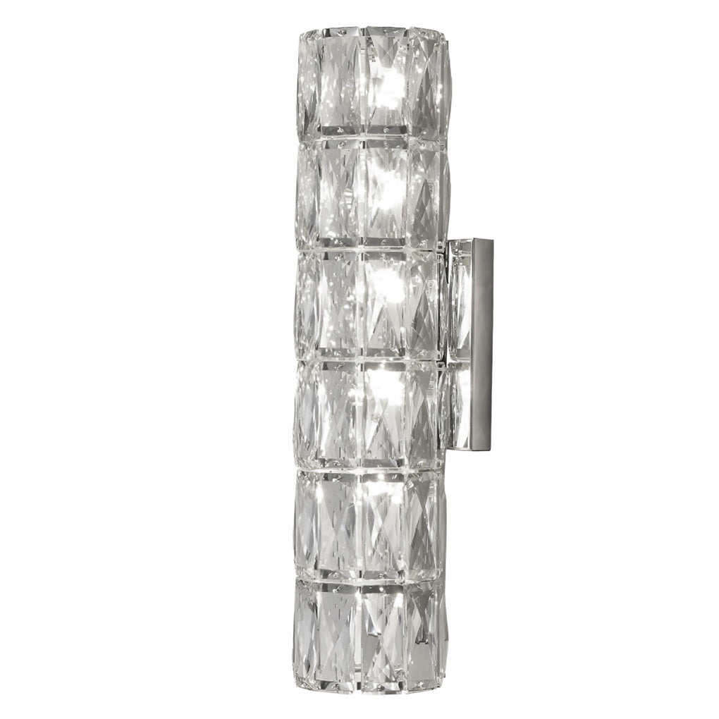 Modern Cylindrical Crystal LED Wall Sconce with 3 Color Dimming Modes for Living Room and Bedroom