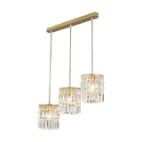 Modern Cylindrical Crystal Pendant Light Three Step Dimming Nordic Hanging Chandelier for Dining Room